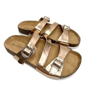 Lisa Vicky Sandals Womens‎ Size 6 Rose Gold Slip On Slides